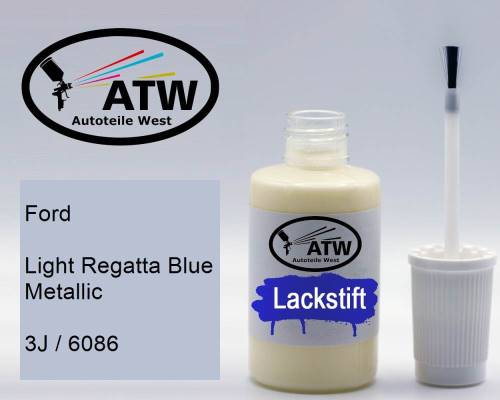 Ford, Light Regatta Blue Metallic, 3J / 6086: 20ml Lackstift, von ATW Autoteile West.